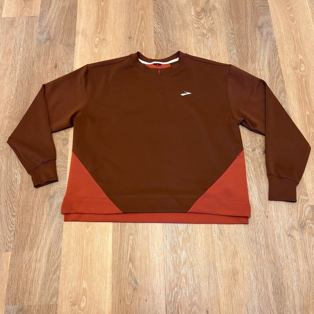 Brooks Run Within Lightweight Sweatshirt Women Size XL Terracotta Brown